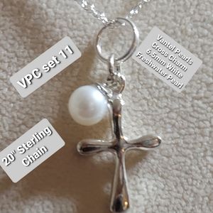 VANTEL CROSS CHARM PLUS 20" STERLING CHAIN